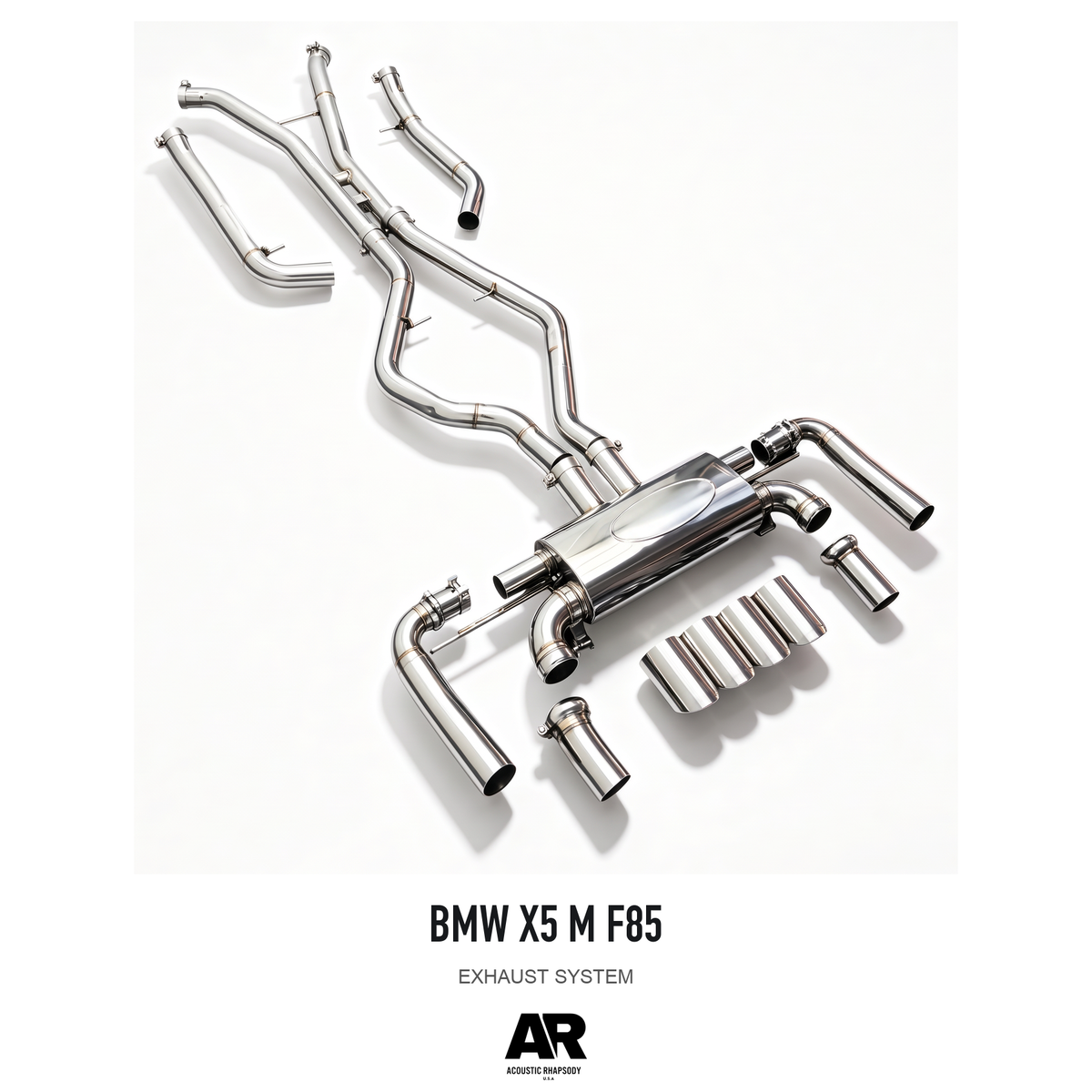 BMW X5 M F85 — photographed assembly view 2; AR-styled presentation.