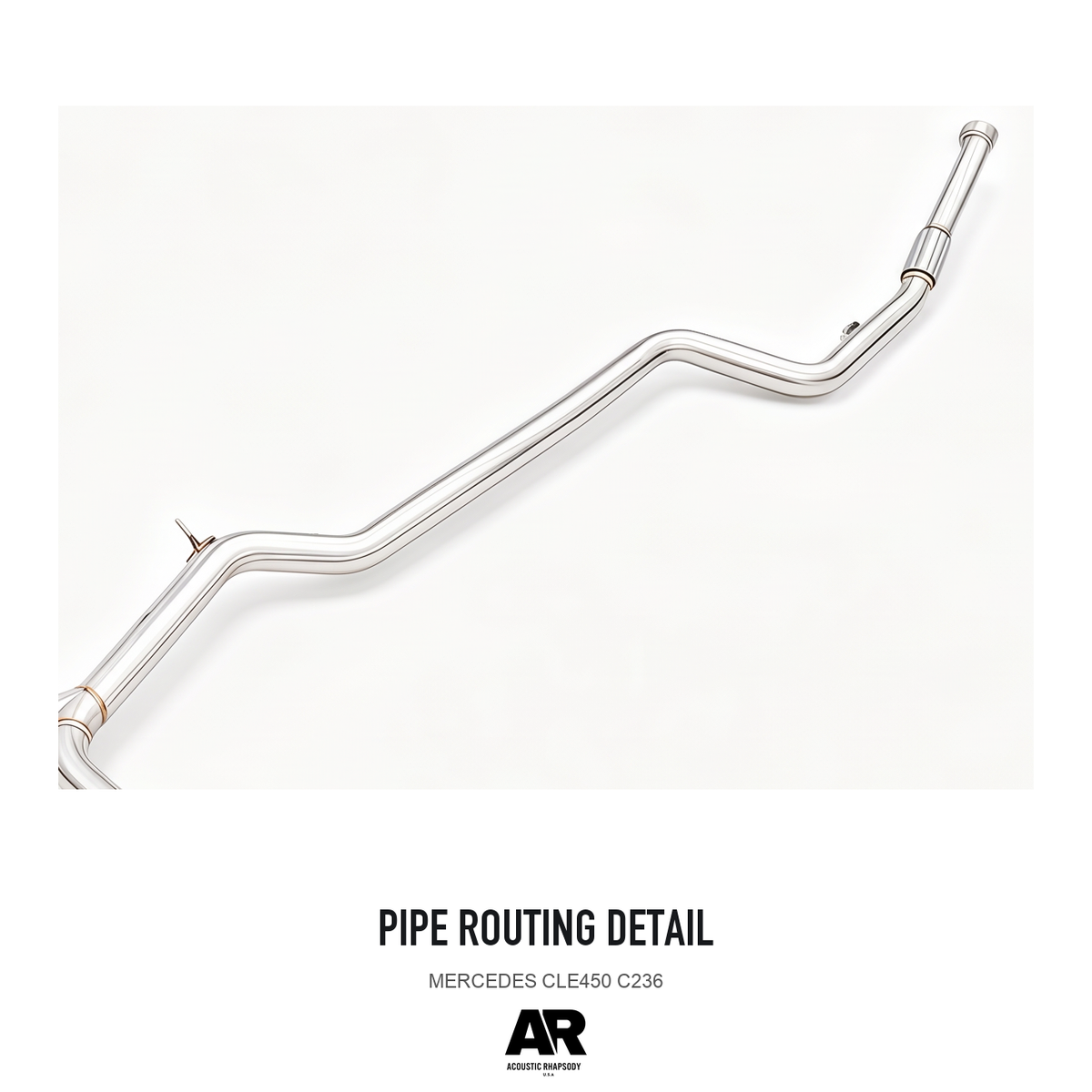 MERCEDES CLE450 C236 — pipe routing detail, detail crop from the same product photograph; AR-styled presentation.
