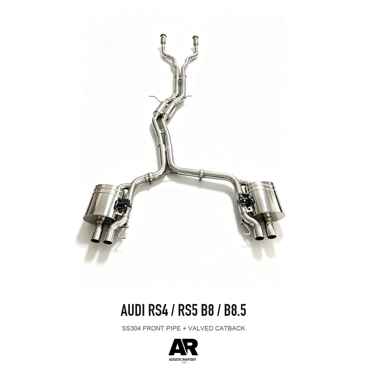 Audi RS4 / RS5 B8 / B8.5 SS304 Front Pipe + Valved Catback — overall product view 1