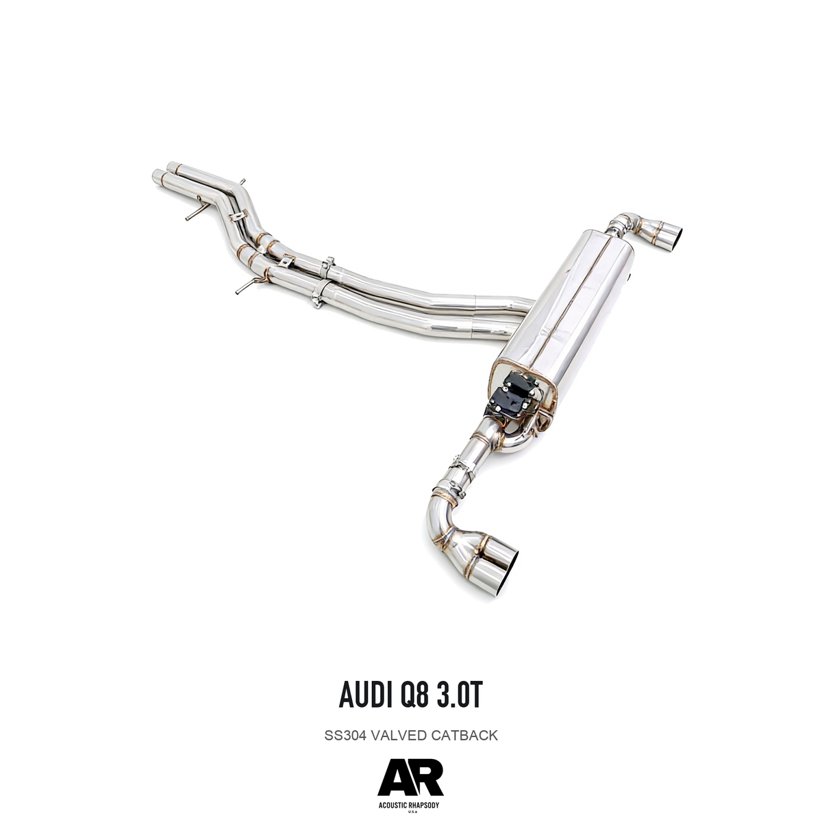 Audi Q8 3.0T SS304 Valved Catback — overall product view 2