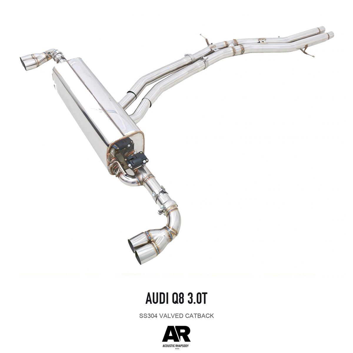 Audi Q8 3.0T SS304 Valved Catback — overall product view 3