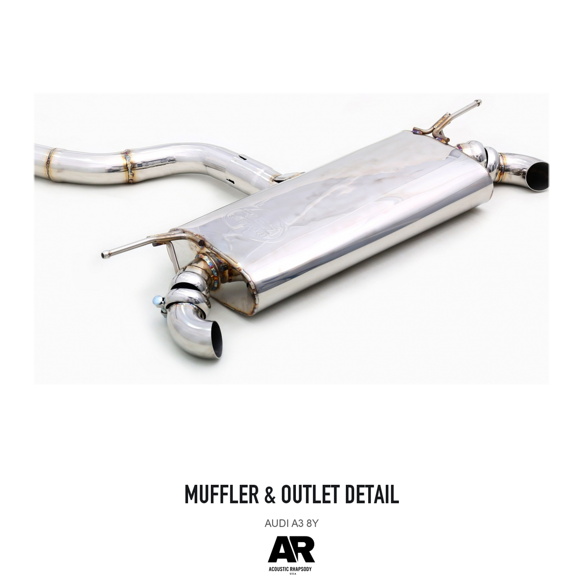 Audi A3 8Y SS304 Valved Catback — muffler & outlet detail 4