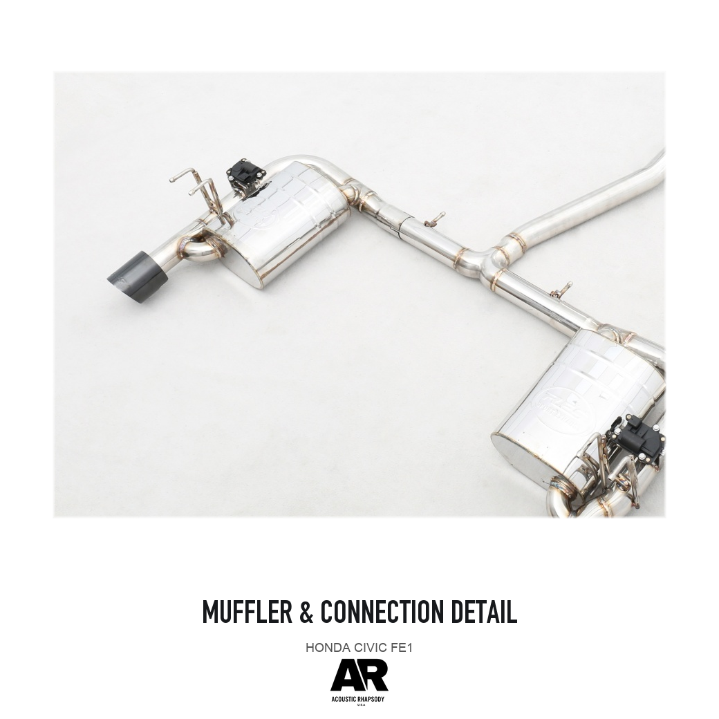 Honda Civic FE1 SS304 Valved Catback — muffler & connection detail 4