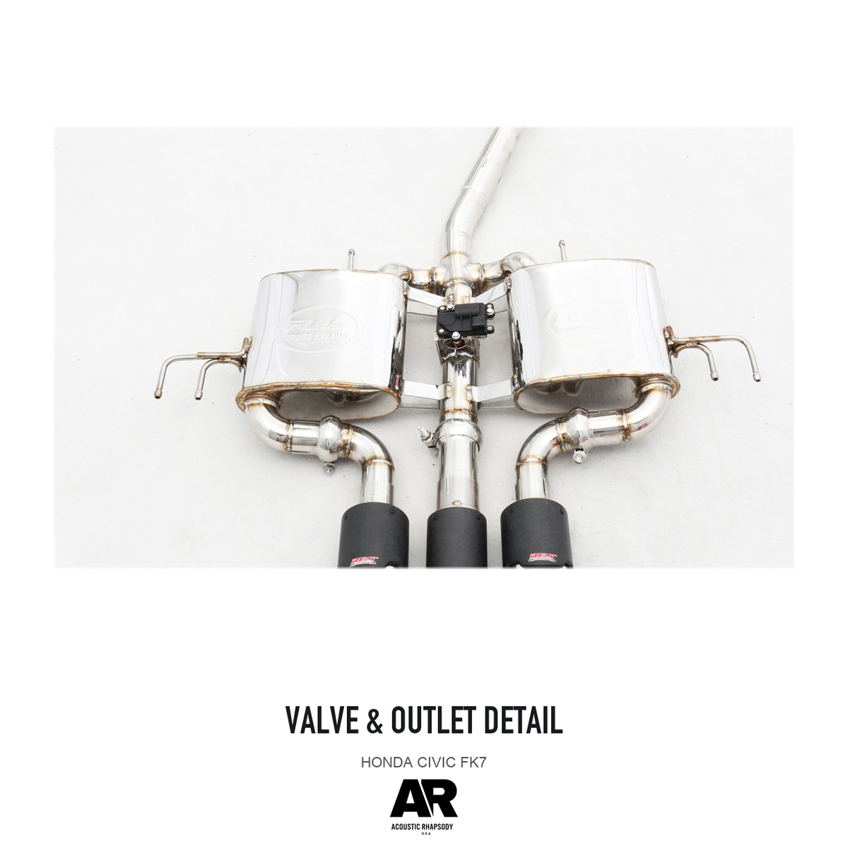 Honda Civic FK7 SS304 Valved Catback — valve & outlet detail 5