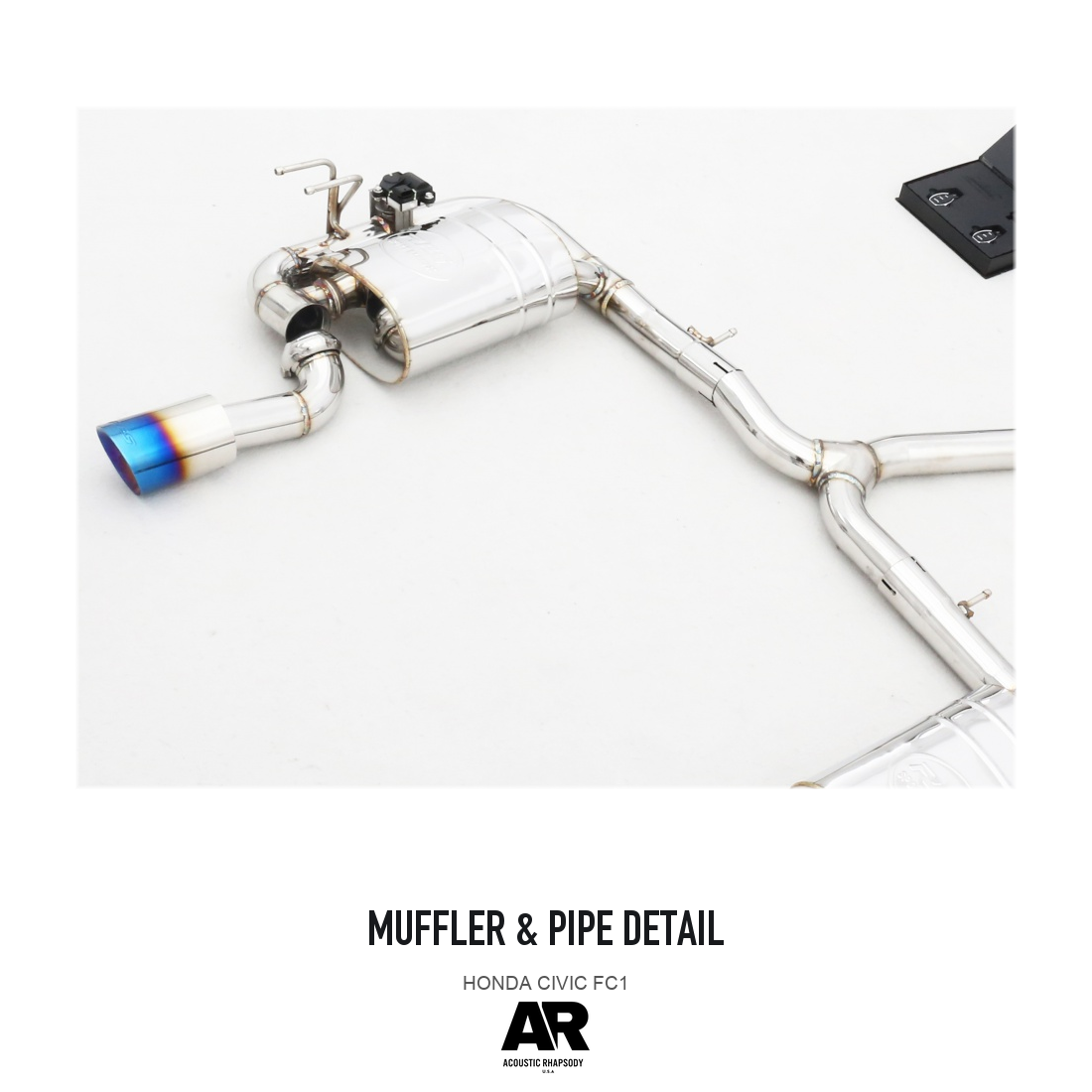 Honda Civic FC1 SS304 Valved Catback — muffler & pipe detail 4