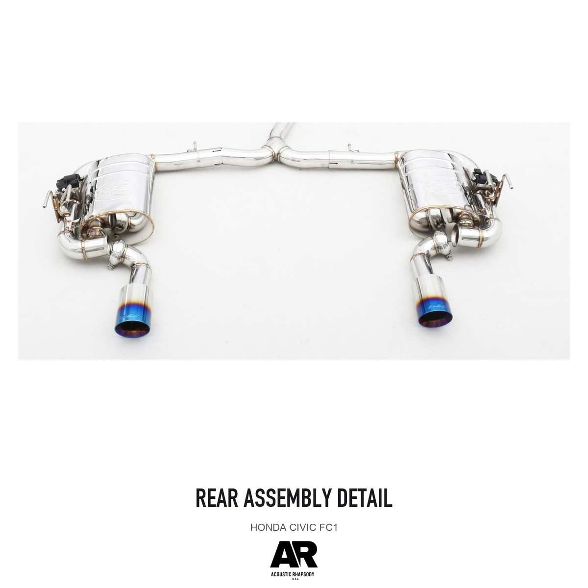 Honda Civic FC1 SS304 Valved Catback — rear assembly detail 5