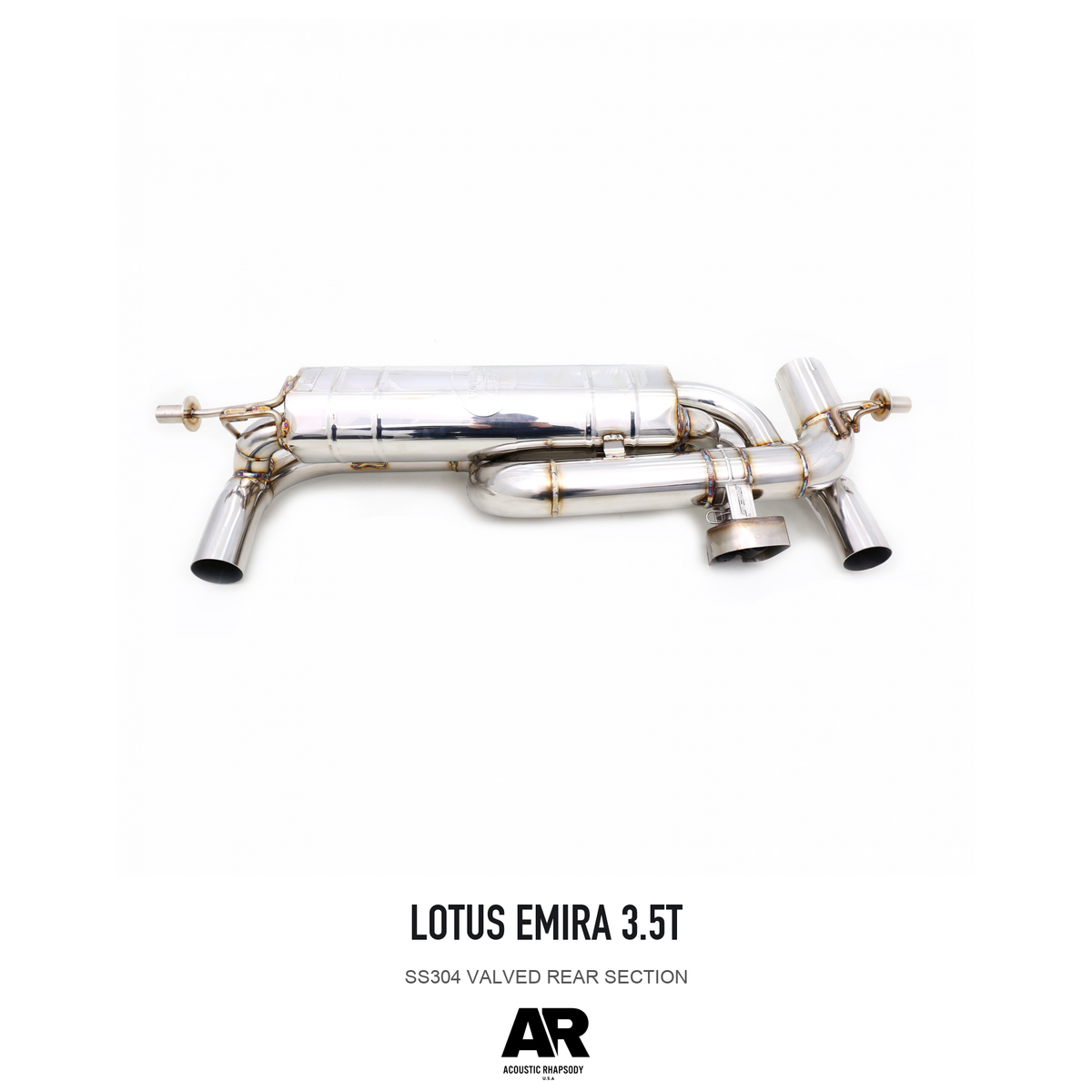Lotus Emira 3.5T SS304 Valved Rear Section — overall product view 2