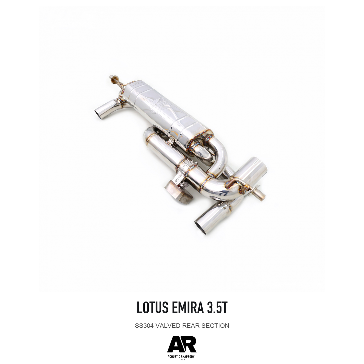 Lotus Emira 3.5T SS304 Valved Rear Section — overall product view 3