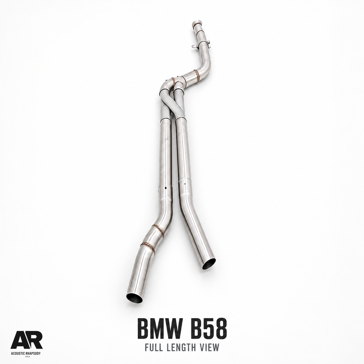 AR BMW B58 Z midpipe, full length view from the original photographed angle.