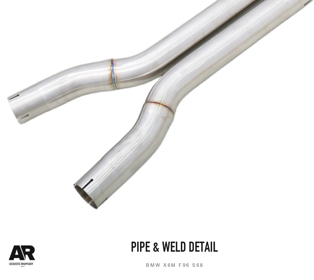 AR BMW X6M F96 S68 SS304 Z Midpipe — original photograph detail 5; original finish with AR presentation.