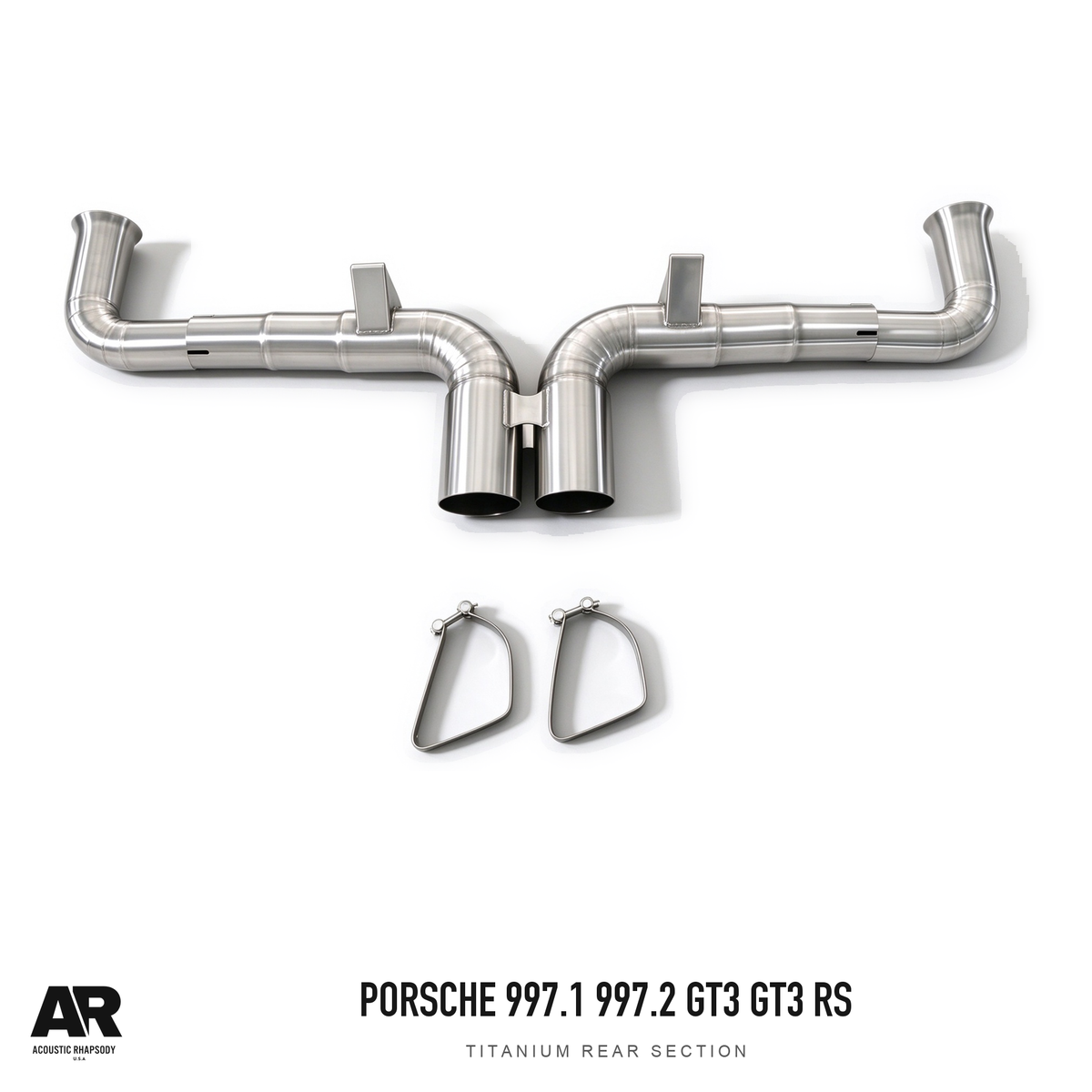 AR Porsche 997.1 997.2 GT3 GT3 RS Titanium Rear Section — complete assembly, view 1; original finish with AR presentation.