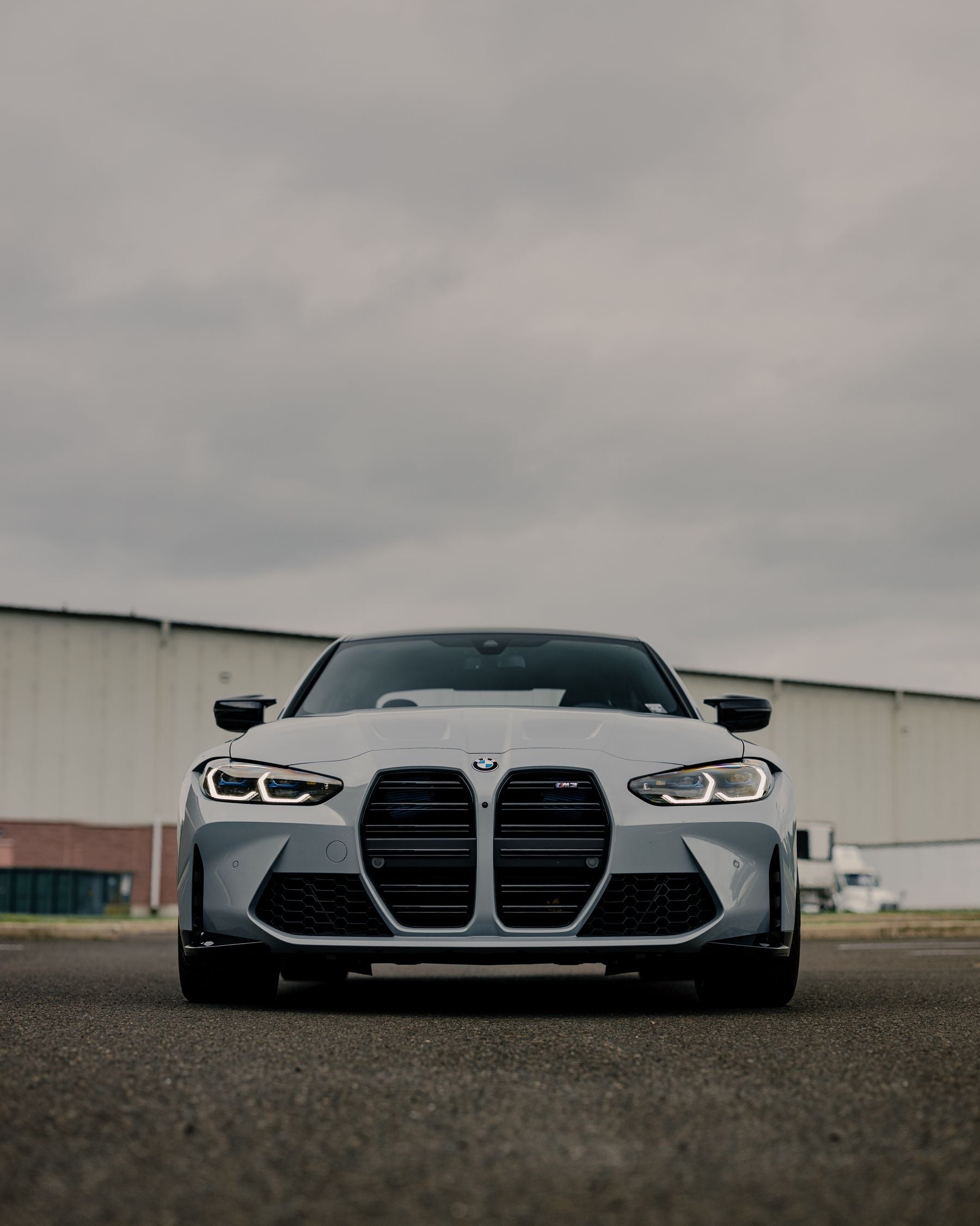 Front view of a BMW M3, shown as an illustrative automotive photograph